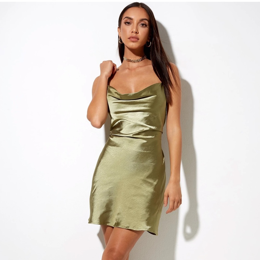 Motel rocks olive green slip dress